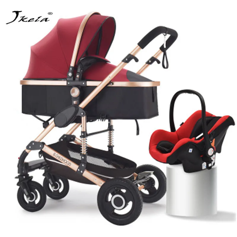 

2019Multifunctional Baby Stroller 3 In 1 High Landscape Folding Carriage Gold Baby Strollers Newborn Free Shipping and 8 Gifts