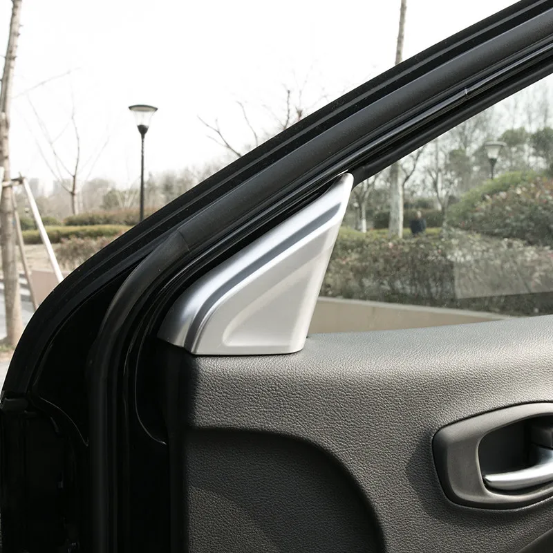 Harga WTH Logo untuk Kompas JEEP 2017 Serat Karbon 2018 ABS Matte Auto Interior Aksesoris Depan Segitiga Tiang Cover Trim 2 Pcs