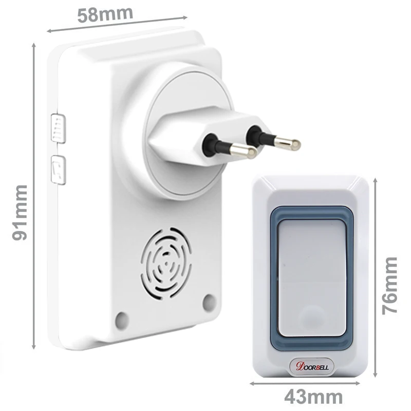 Saful Wireless Doorbell 25-110dB Adjustable Push Button EU/AU/US/UK Plug Waterproof Battery Electric Smart Home Chime Door Bell Saful Wireless Doorbell 25-110dB Adjustable Push Button EU/AU/US/UK Plug Waterproof Battery Electric Smart Home Chime Door Bell