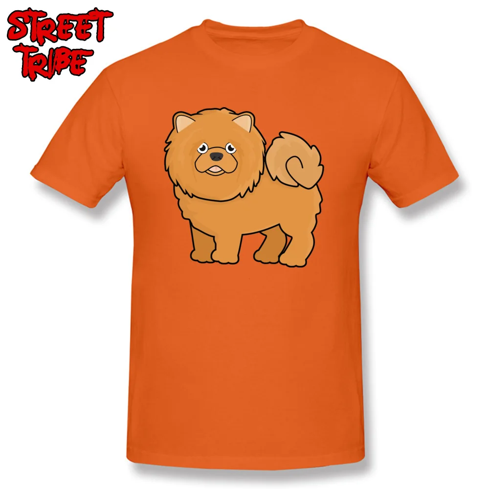 100% Cotton T-shirt Men Short Sleeve Cute Chow Chow Tshirts Comics Tops T Shirt Funny Europe Round Neck Clothing Orange Tees