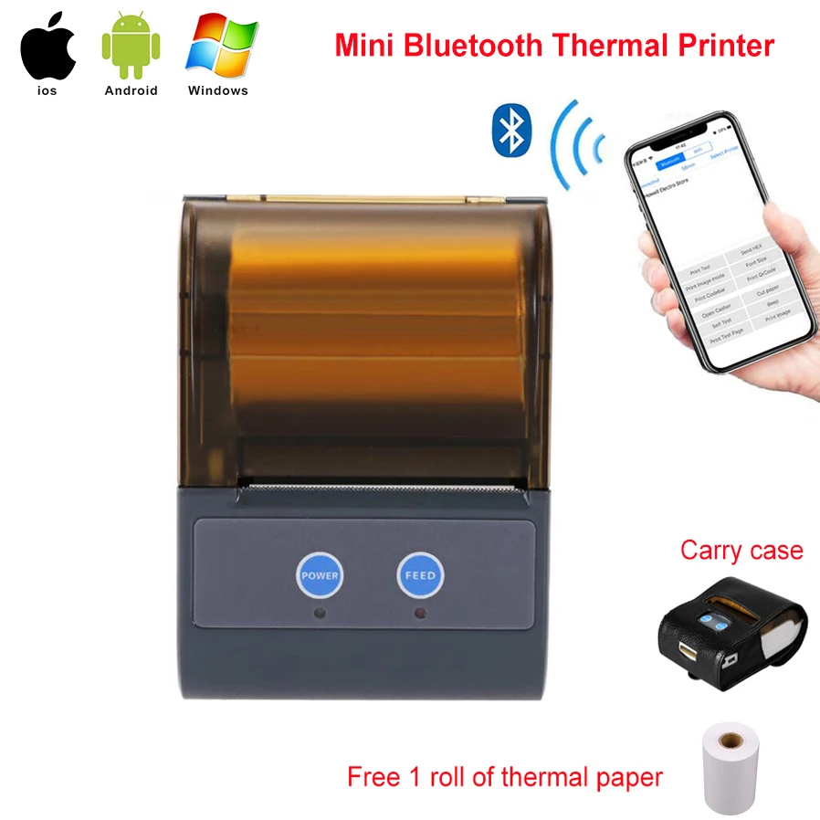 Портативный мини термопринтер RUGLINE P5803 POS Bluetooth для android и iOS|Принтеры| |