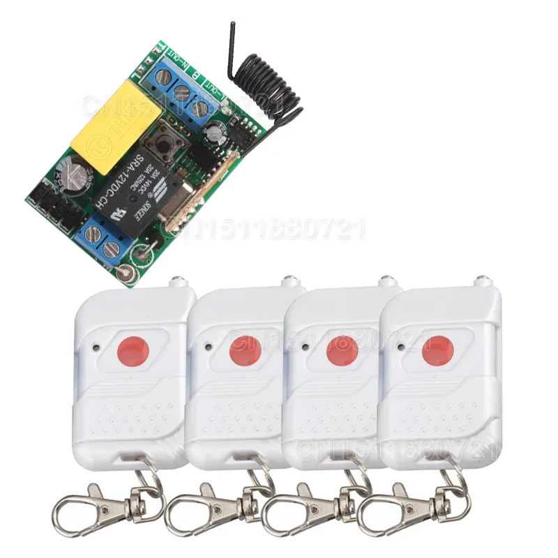 Comprar Inteligente casa z wave 220 V 1CH RF control remoto inalámbrico interruptor del sistema con 4 transmisor