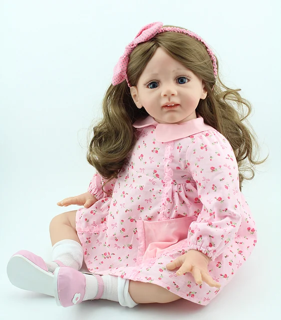 Buy New 24 "60cm Cute girls dolls toys soft silicone cloth body reborn baby