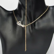 New Sexy Necklace Earring Stud Set Love Crystal Charm Collier Body Chain Necklace Collar Choker Necklaces Pendants Women Jewelry