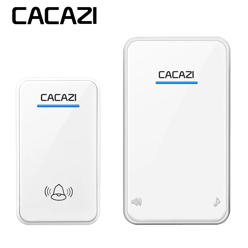 

CACAZI Wireless Doorbell waterproof Battery Button LED Light 300M Remote Home Cordless Call Bell 48 Chime 6 Volume EU Plug