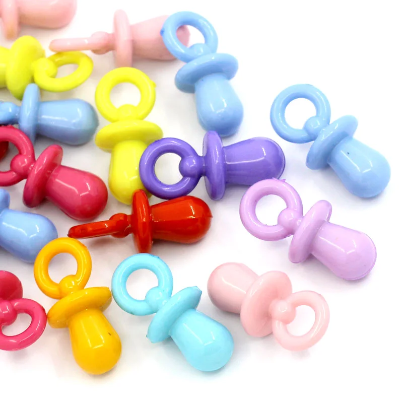 Free Shipping 50PCs Mixed Acrylic Baby Pacifier Charm Pendants 31x15mm