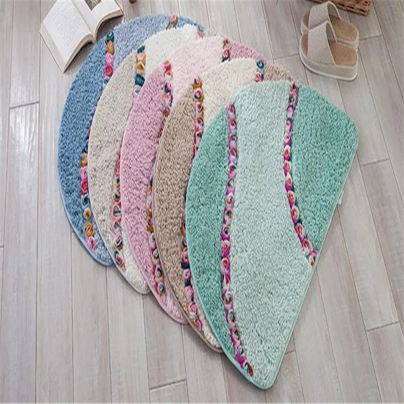 

Free Shipping half circle cotton soft rose Carpet soft Rugs Bathmat Bathroom for living bed room anti slip