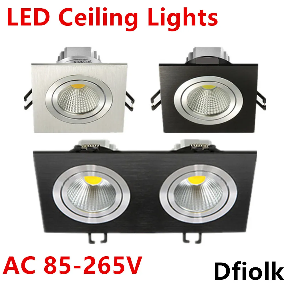 

10PCS Square Bright Recessed LED Dimmable Square Downlight COB 7W 9W 12W LED Spot light decoration Ceiling Lamp AC 110V 220V