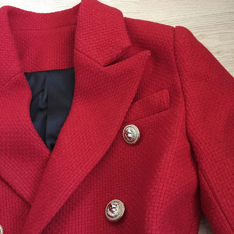 Fashion Red Suit Jacket Women Blazer New Autumn Winter Double Breasted Slim Female Jacket Elegant Long Sleeve Tweed Blazer Fashion Red Suit Jacket Women Blazer New Autumn Winter Double Breasted Slim Female Jacket Elegant Long Sleeve Tweed Blazer