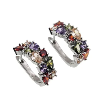 

HERMOSA Jewelry New FASHION Multicolor gem GIFT 925 Sterling Silver Color Earrings HEG0001B