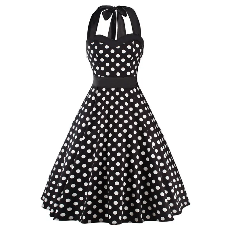 Women Dress Plus Size Summer Clothing 2017 Retro Swing Short Gown robe Pin up Dot Vintage 60s 50s Rockabilly Dresses