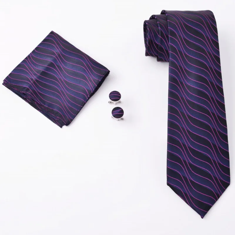 Новинка, галстуки для мужчин, темно-синий узор в горошек, галстук, запонки платок, галстук, наборы для свадьбы, мужские вечерние, тонкие галстуки, повседневные Галстуки - Цвет: XIN003 BOX