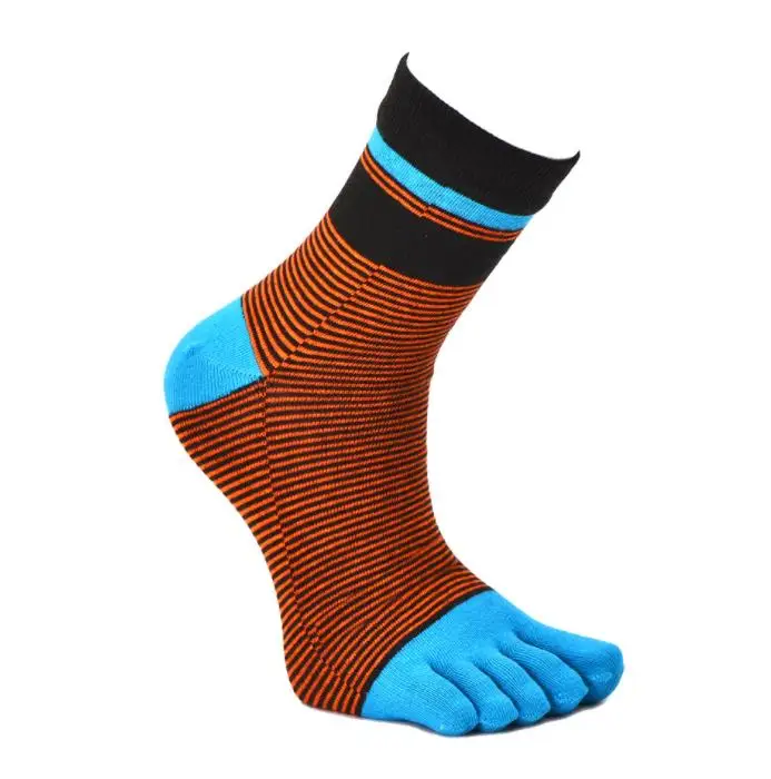 WHLYZ YW, хлопковые носки с пятью пальцами, полосатые Дышащие носки с пальцами, мужские носки для мальчиков, harajuku, подходят EU39-44, подарки для мужчин, calcetines - Цвет: Небесно-голубой
