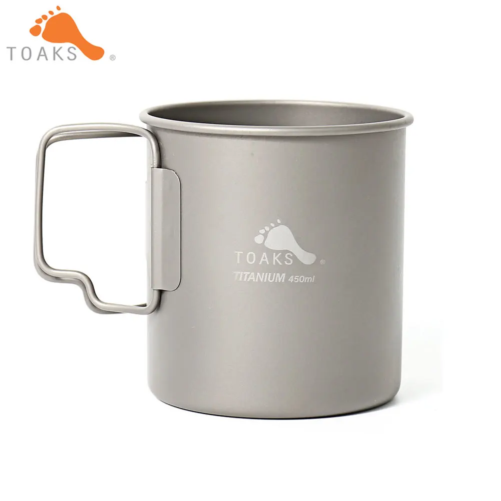 TOAKS CUP-450 Pure titanium Cup Ультралегкая уличная кружка без крышки и складной ручки походная посуда 450 мл 60 г