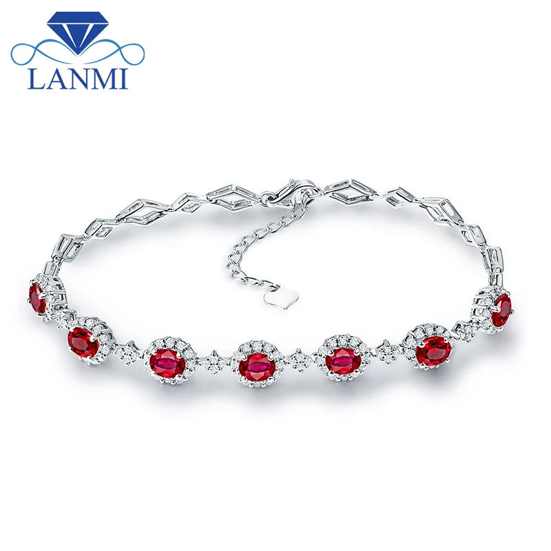 Luxury Design Real Solid 18k White Gold Loving Natural Ruby Bracelet Luxury Design Real Solid 18k White Gold Loving Natural Ruby Bracelet Diamond Engagement Jewelry Genuine Gem For Women Birthday In Bracelets Bangles From