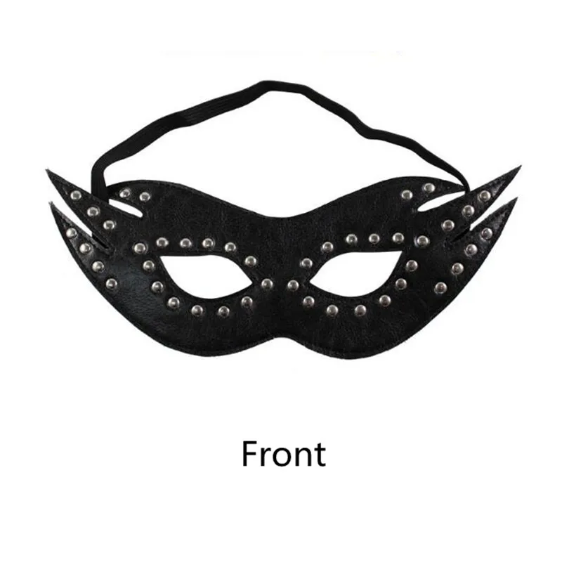 Маскарадная кожаная маска для глаз, черная маска для косплея из искусственной кожи, аксессуары для Хэллоуина, сексуальные экзотические аксессуары, Вечерние Маски - Цвет: black-2