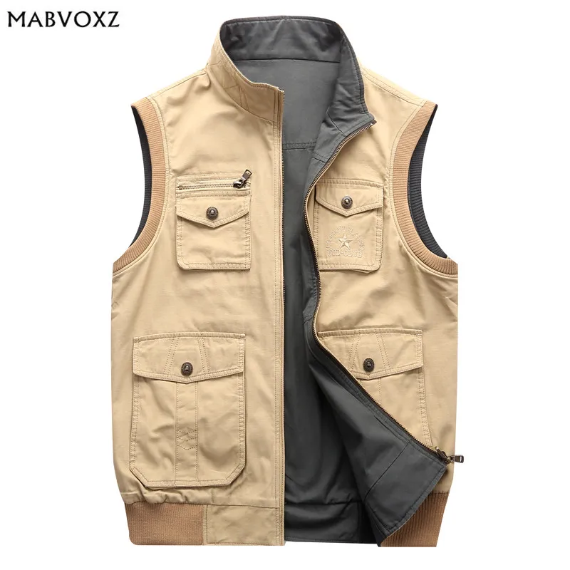 AFS JEEP Reversible Men Cargo Vests Jackets PLus Size Loose Leisure
