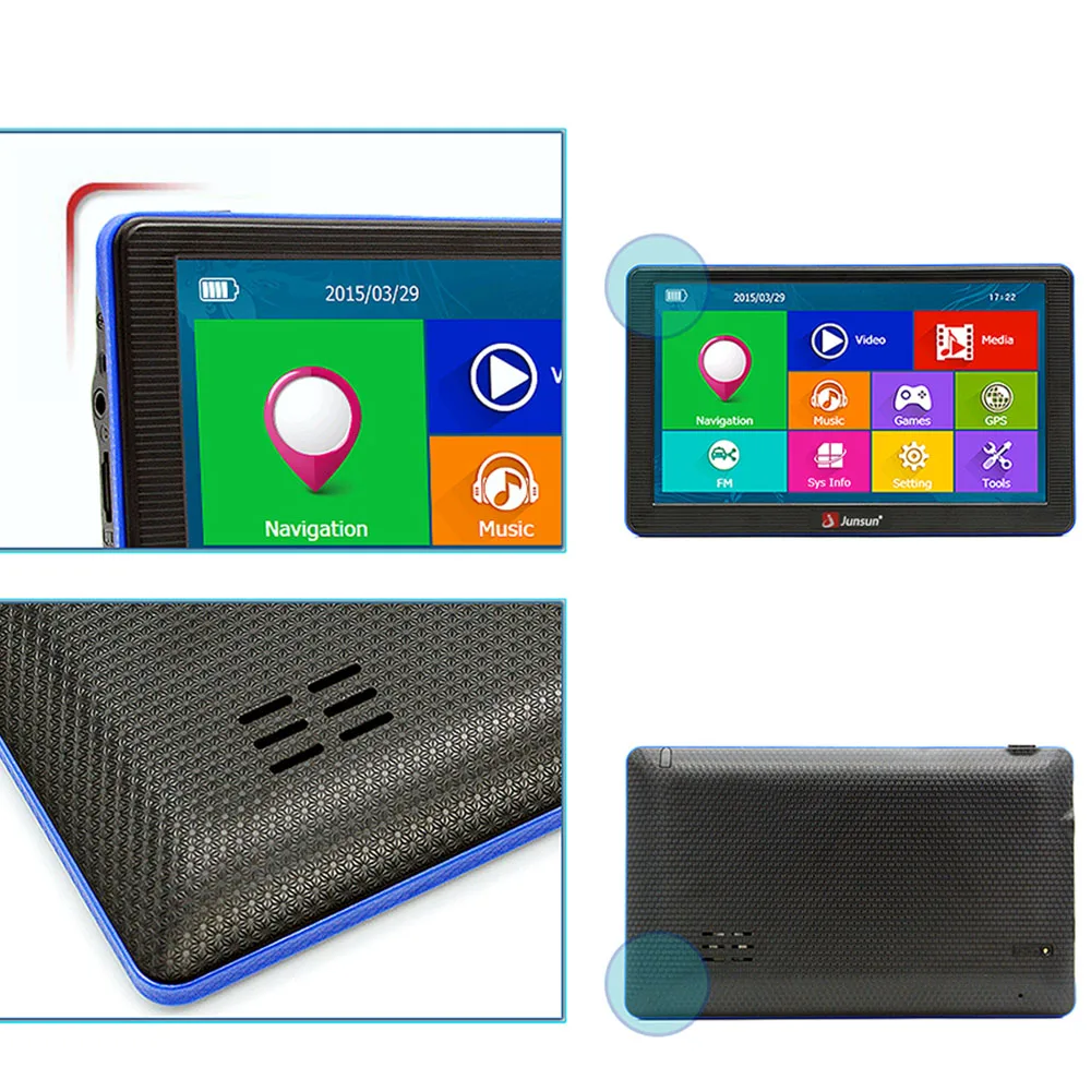 Junsun 7 inch HD Capacitive Car GPS Navigation 8GB MP3/MP4 FM Russia map Permanent free update navigators