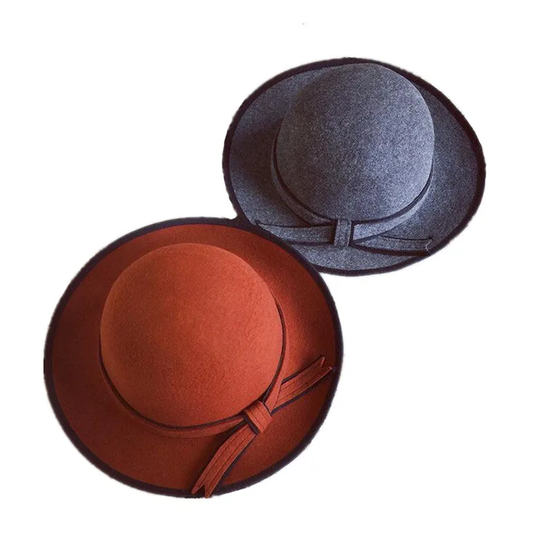 

Vintage Style Women Lady Wide Brim Imitation Wool Felt Bowler Fedora Cloche Floppy Beach Sun Hat Cap with Lovely Bow Band