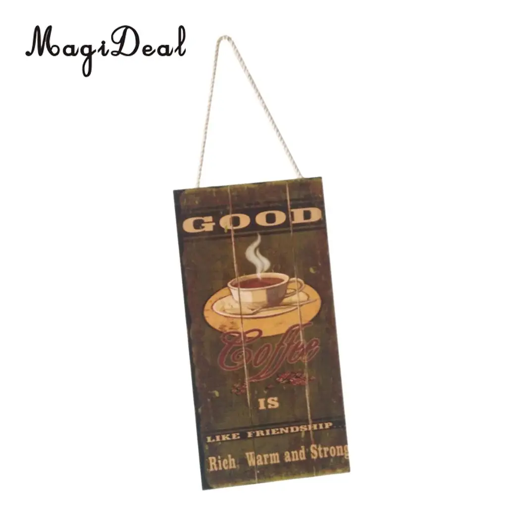 MagiDeal Cafe Bar Pub Kitchen Wooden Sign Dining Hall Coffee House Decor Sign Plaque Wall Plate Board Decorative Sign