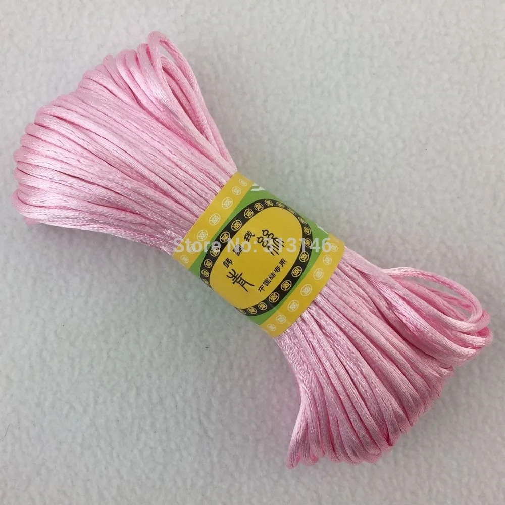 Baby Pink 47 цветов 20 м сильный плетеный макраме Шелковый Атласный нейлоновый шнур веревочка DIY Ювелирный Браслет фурнитура бисерная нить проволока 2 мм - Цвет: Baby Pink