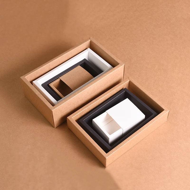 Много размеров s коричневый крафт-бумажный ящик Подарочная коробка черный/белый DIY сувениры упаковочные бумажные коробки Большой размер для обуви футболки 10 шт