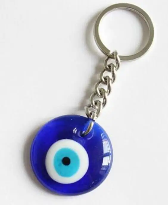 

30mm Turkish Blue Evil Eye Nazar Glass Charms Pendant Key Chain Protection Key Ring Jewelry Gift 20 Pcs