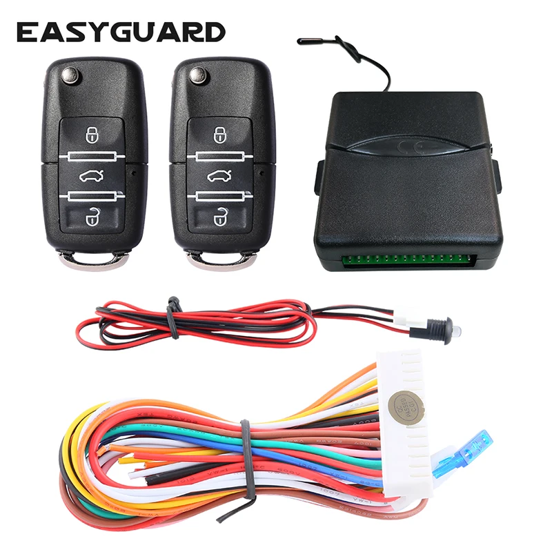 EASYGUARD Quality universal keyless entry system with customized flip key blade remote trunk release auto window close output | Автомобили