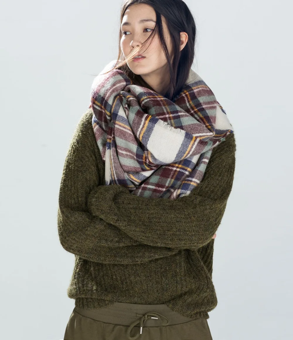 za Winter 2016 font b Tartan b font Scarf Plaid Scarf New Designer Unisex Acrylic Basic