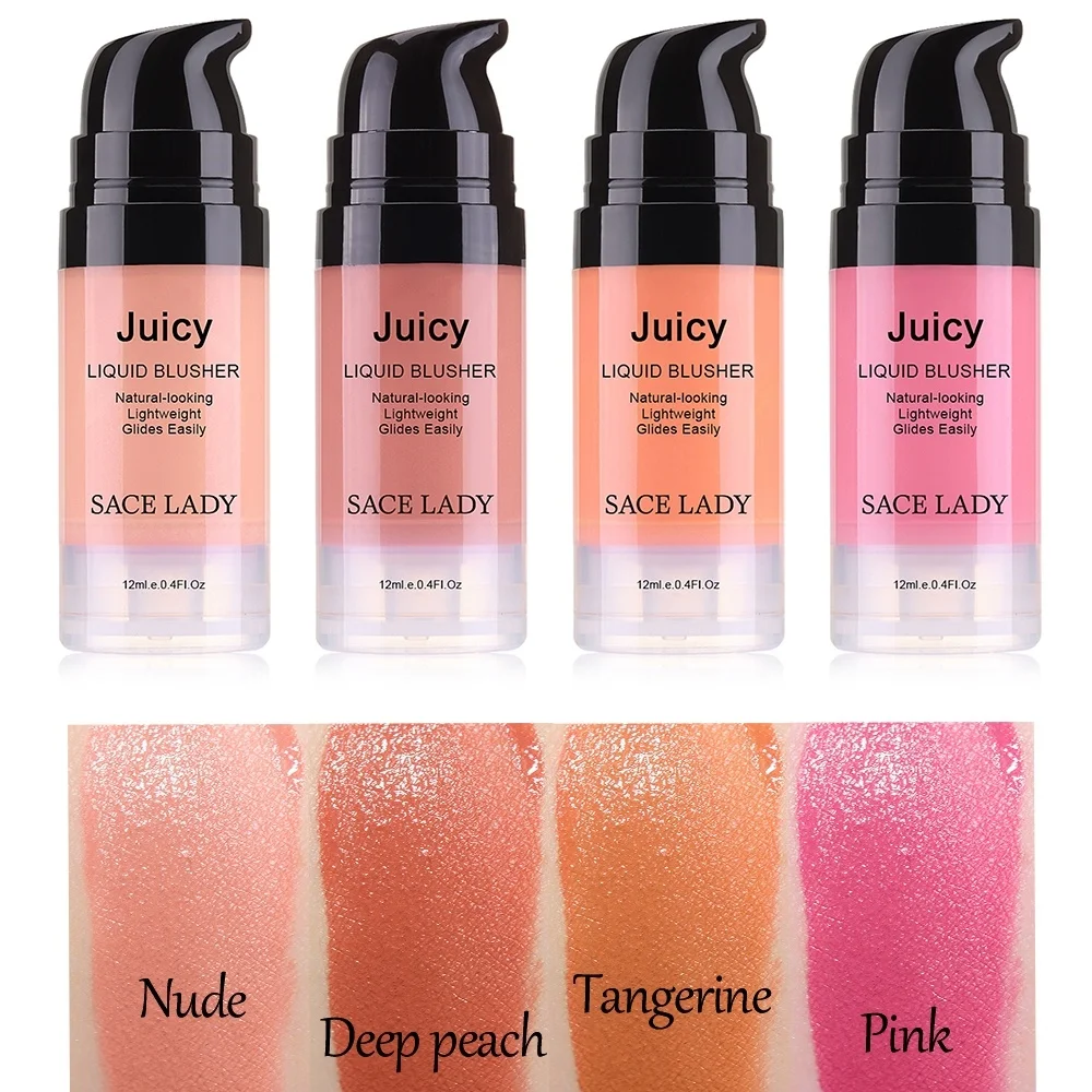 

Alcohol-free 6ml/12ml Liquid Blusher Smooth Dewy Week Pigment Long Lasting Natural Blush Look Makeup Face Rouge 4 Colors