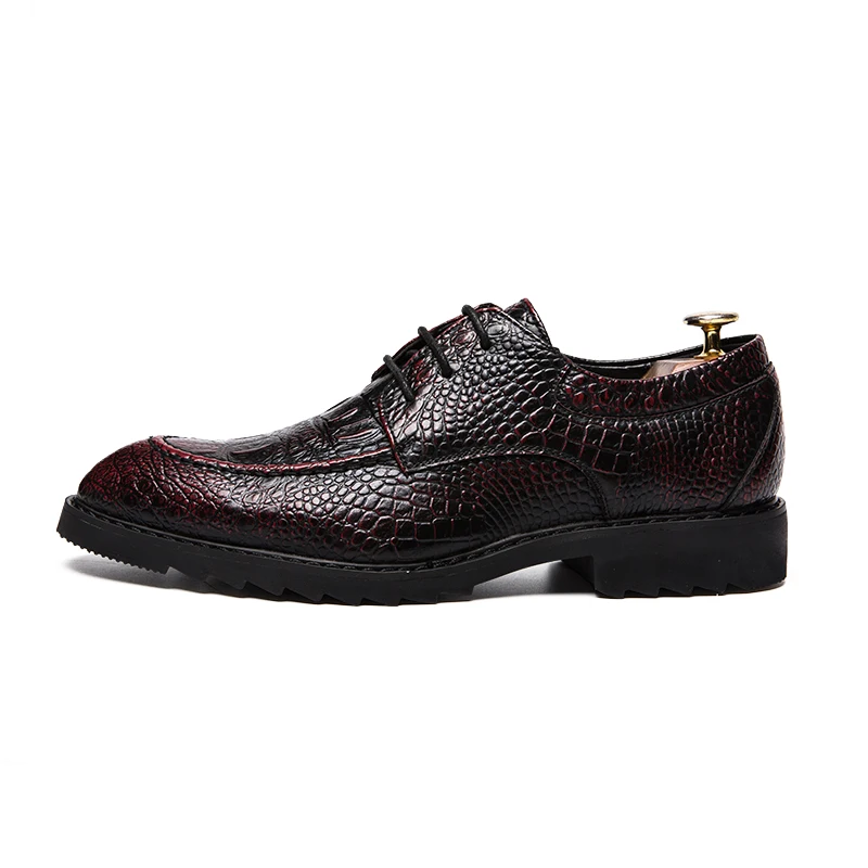 cool unique snake skin men leather shoes fashion moccasins italian designer business male footwear brogue oxford shoes for men  (4)