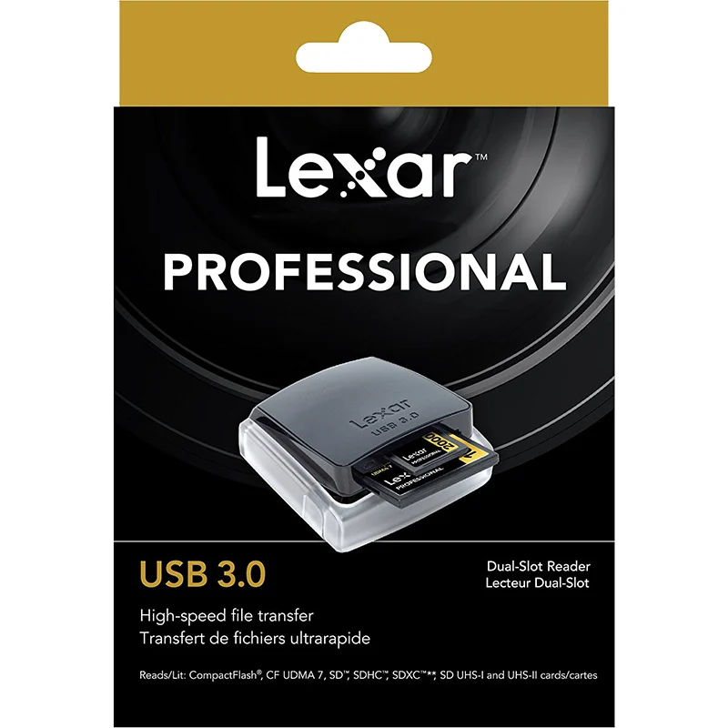 Новинка! Lexar Professional 2 в 1 USB 3,0 двухслотовый считыватель, высокоскоростной USB3.0 профессиональный кардридер для SD SDHC SDXD CF карты