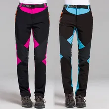 Camping Hiking Pants Women Warm Winter Waterproof Thicken Fleece Softshell Pants Outdoor Mountaineering Trekking