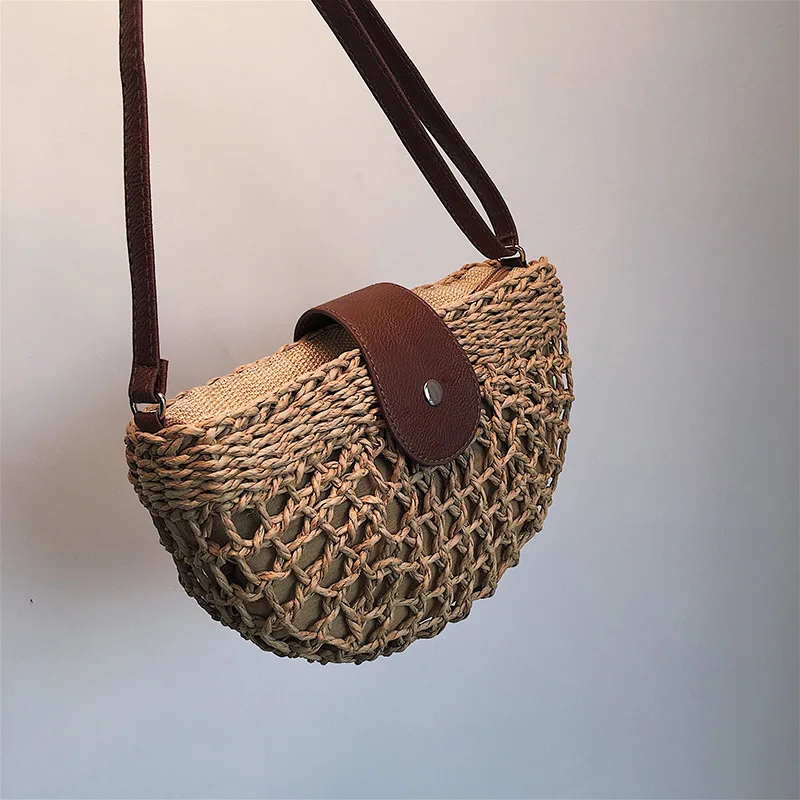 

2019 New Bohemian Summer Beach Straw Bag Vintage Rattan Handbag Female Hobos Women Saddle Simple Weave Bag Handmade Casual Tote