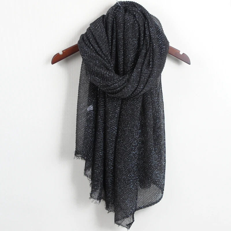 

New arrival Pure color embossing silver line cotton Viscose scarf shawl women pashmina muslim echarpe wraps muffler LJJ01