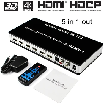 

HDMI Switch 5x1 Audio Extractor Video Converter 4K x 2K@30hz 5 Port hdmi Switcher Ultra HD 4K Full HD 1080P 3D ARC 5 IN 1 OUT