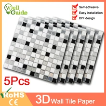 1PC/5PCS Wall paper 3D Black Grey Marble Brick Self-Adhesive Wall Stickers Waterproof DIY Kitchen Home Wall Decal Sticker Vinyl 1PC/5PCS Wall paper 3D Black Grey Marble Brick Self-Adhesive Wall Stickers Waterproof DIY Kitchen Home Wall Decal Sticker Vinyl