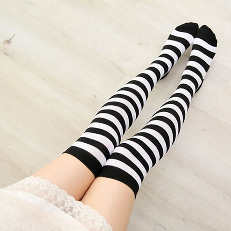 Halloween Lovely Student Anime Cosplay Strip Long Stocking For Girl Thigh High Over Kneel Sock Sexy Women Warm Onesize Stockings