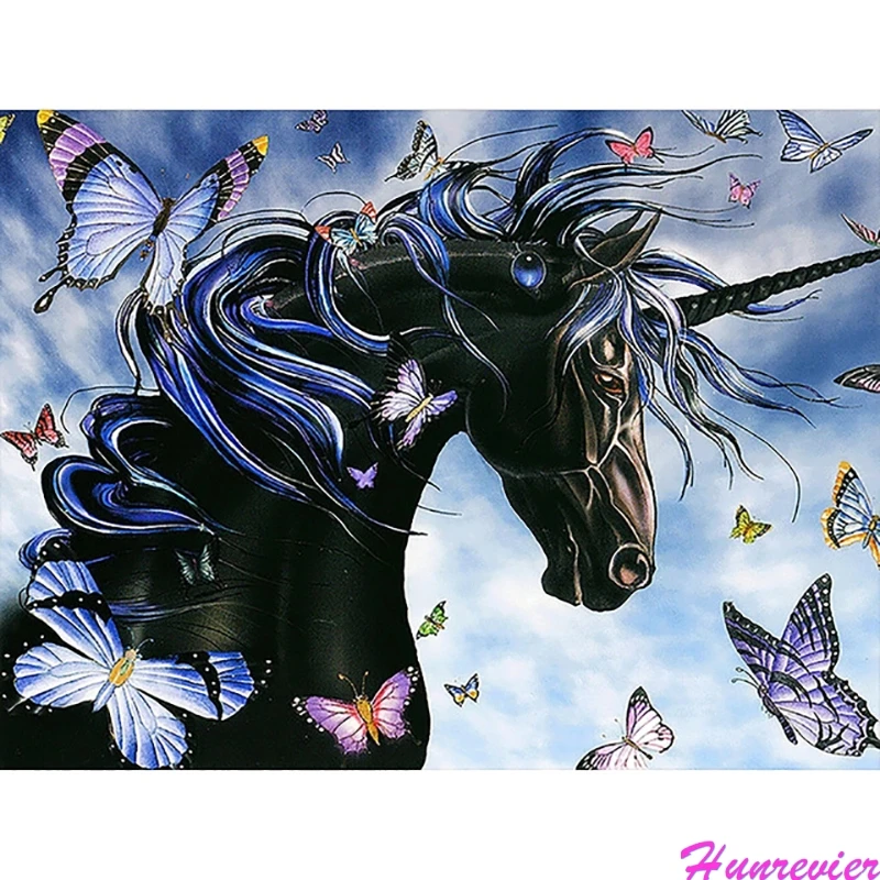 

diamond painting stitch Animal Black Unicorn Butterfly Home Decor diamond embroidery rhinestones pictures diamond mosaic