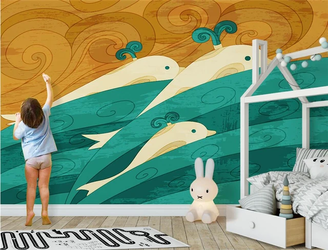 Custom Nature Wall Murals Hand Painted Whale Paper For Kids Custom Nature Wall Murals Hand Painted Whale Paper For Kids Room Photo Wallpaper