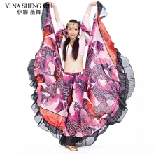 Высокое качество, юбка для танца живота, цыганский танец живота, костюмы для женщин, большие цветы, танцевальный костюм для выступлений, топ, юбка, черный, розовый