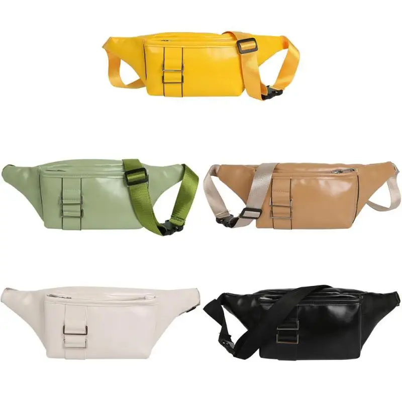 

Solid Color Sports Shoulder Women Waist Fanny Belt Packs Leather Chest Bags