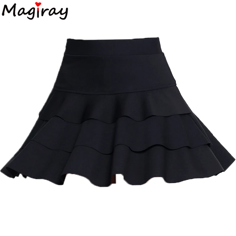 Magiray Plus Size High Waist Mini Skirt 3 Layers Ruffle Skirts Womens Summer 2019 Lined Short Saia A Line Female Skirt C445