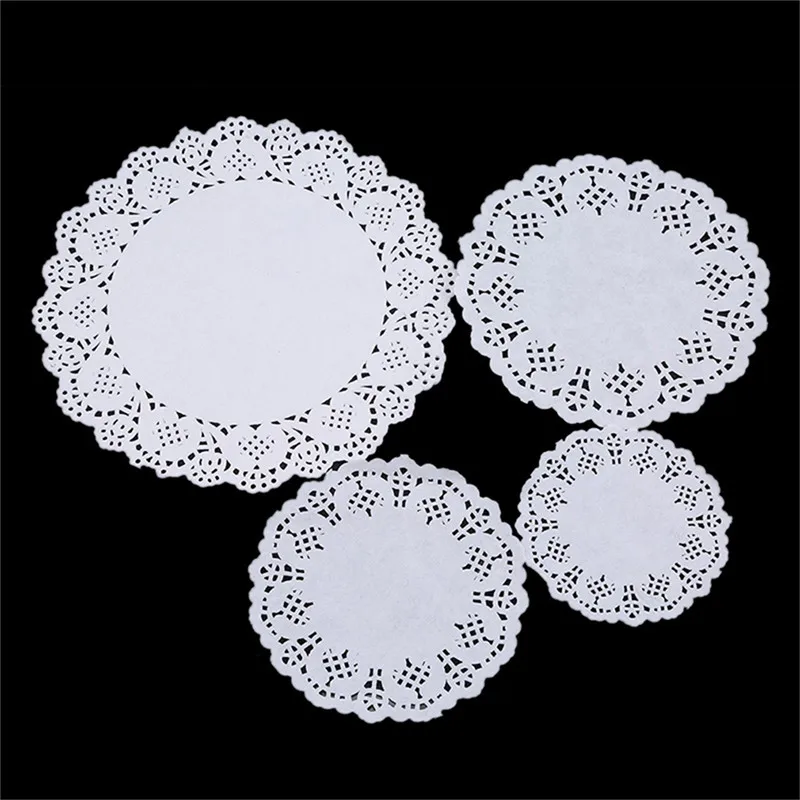 

200PCS Home Party Birthday Kitchen Lace Paper Doilies/Doyley Mat Vintage Napkin Hollowed Cake Pad 4 Size Kitchen Accessories