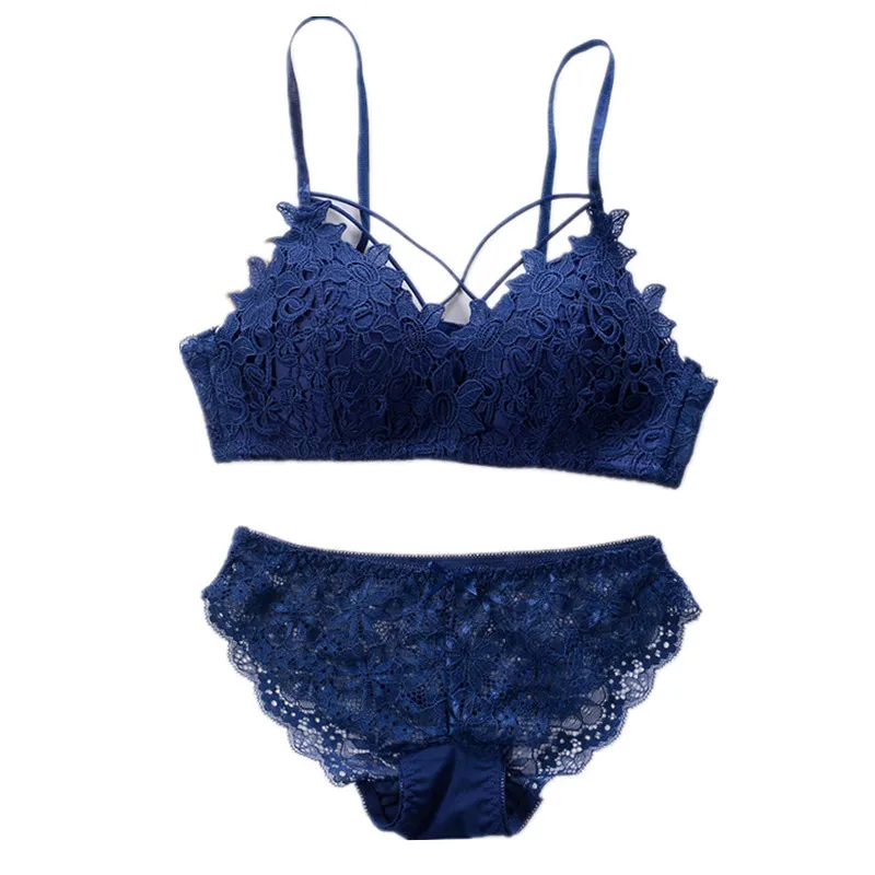 

Female V Neck Lace Seamless Wireless Bra Set Women Lingerie Set Triangle Push Up Bra and Panty Set BH Lady Sexy Bralet Underwear