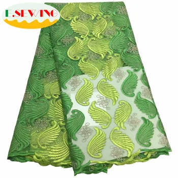 

Esewing French Tulle Mesh Beads Lace Fabric DIY Apparel Sewing Green Red Pink Color 5 Yards African Lace Polyester for Garment