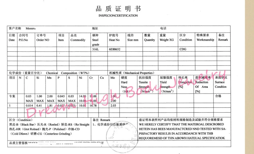 316L Proof aliexpress body Jewelry_