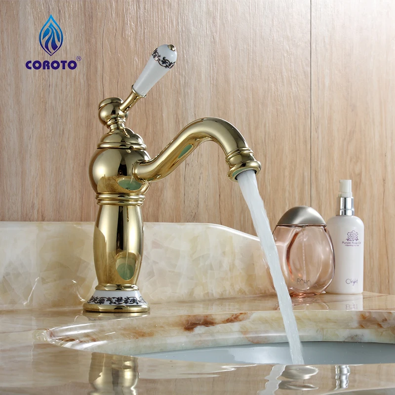 

Newly Bathroom Basin faucets Deck Mounted bath Mixers laboratory mixer lavatory faucet hot and cold Blue and white porcelain