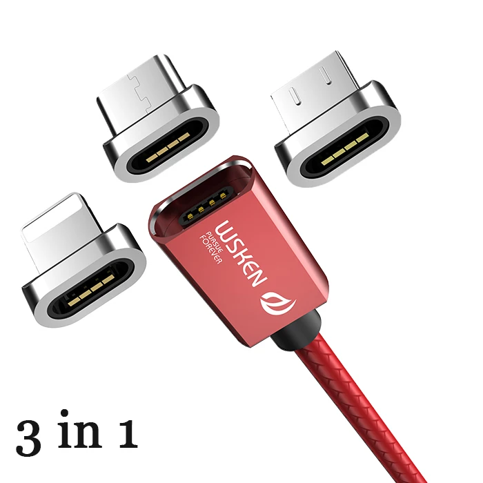 WSKEN кабель Micro USB Магнитный зарядный кабель для iPhone Xs Max Xr type C USB C Быстрая зарядка данных для samsung S9 Note8 S8 type-C - Цвет: 3 in 1