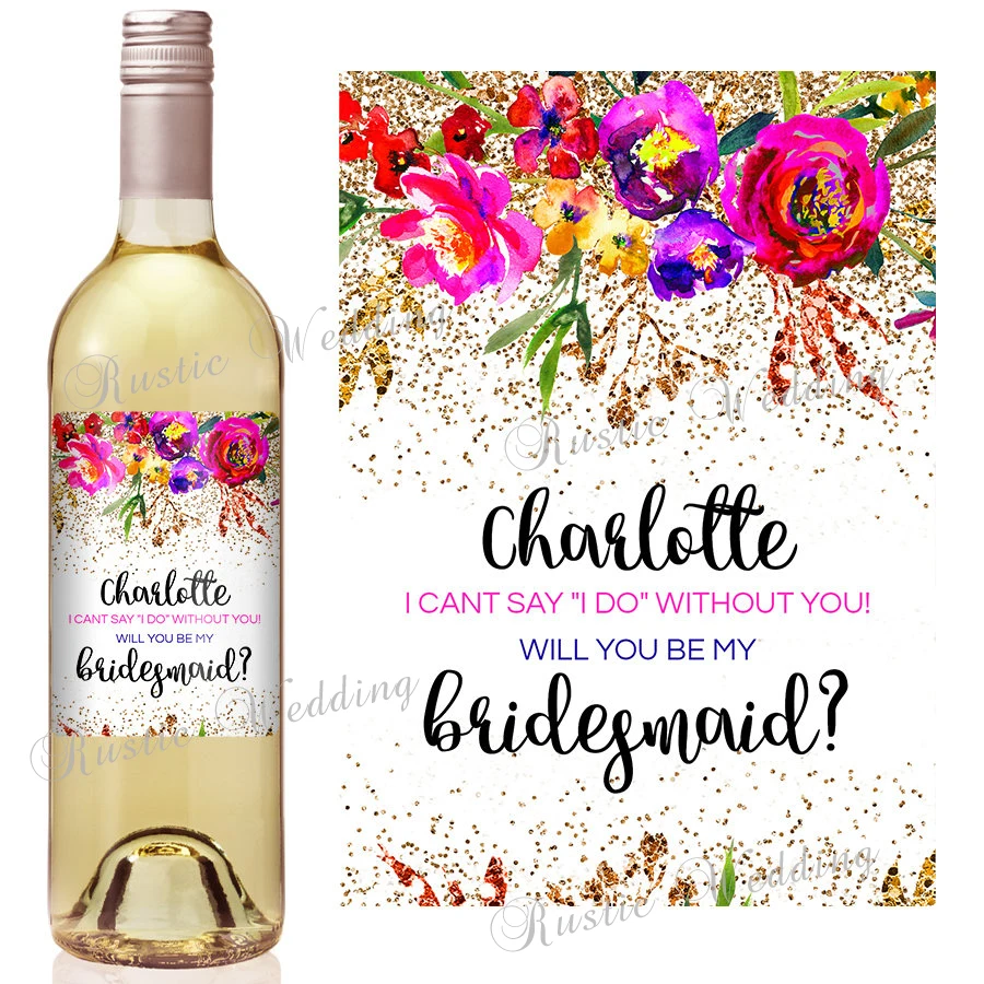 Custom Wine Labels, Bridesmaid Proposal Gift Bridesmaid Wine Bottle ...